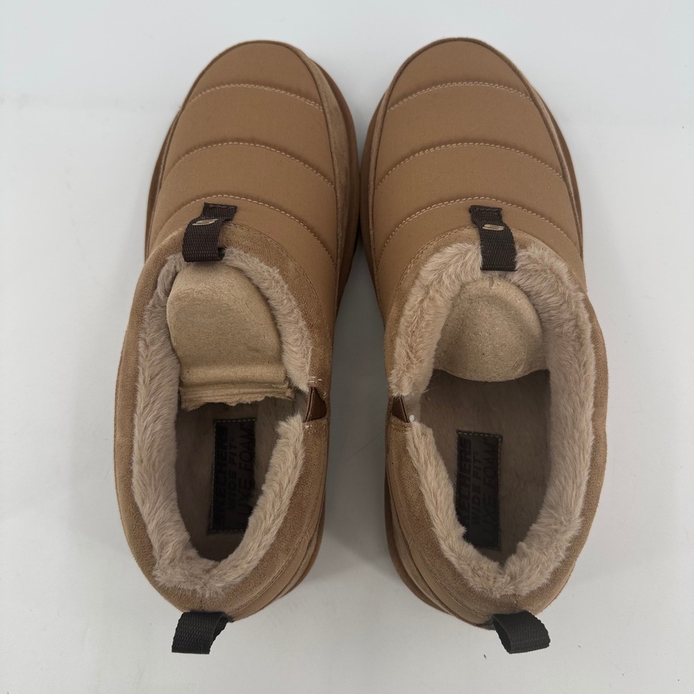 Skechers Luxe Foam Mens House Shoes Tan Wide Fit Slippers 182002WS Size 12 NEW - Picture 8 of 9